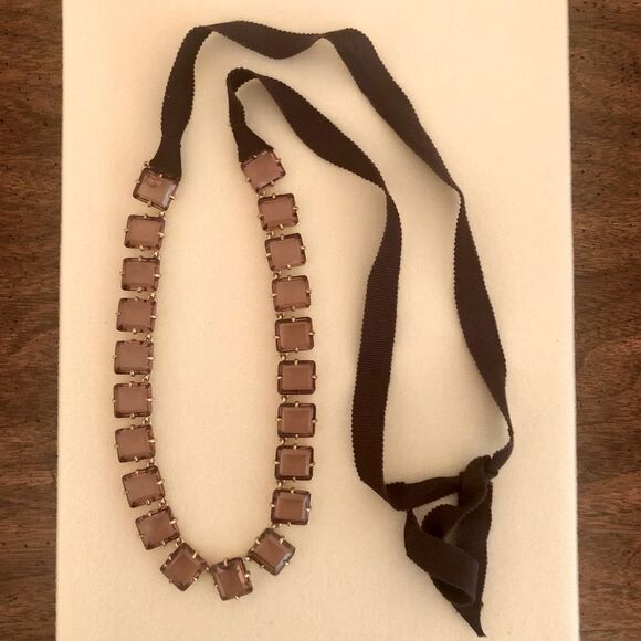 J.Crew | Rose Glass and Grosgrain Ribbon Necklace | Adjustable - Picture 1 of 3